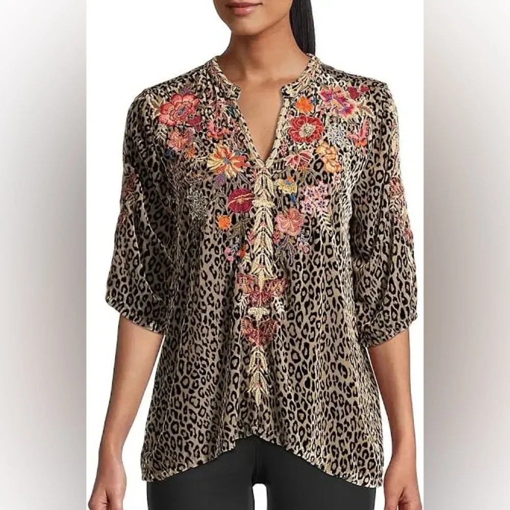 Johnny Was Taline V Neck Top XXS - Picture 2 of 8
